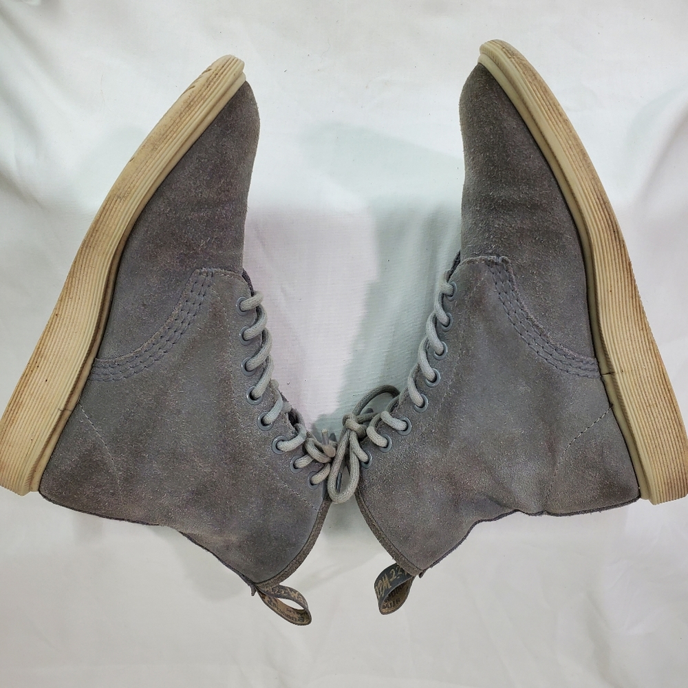 Dr Martens Whiton Gray Suede Unisex Boots Mens Size 4 Womens Size 6 High Top - Picture 6 of 13